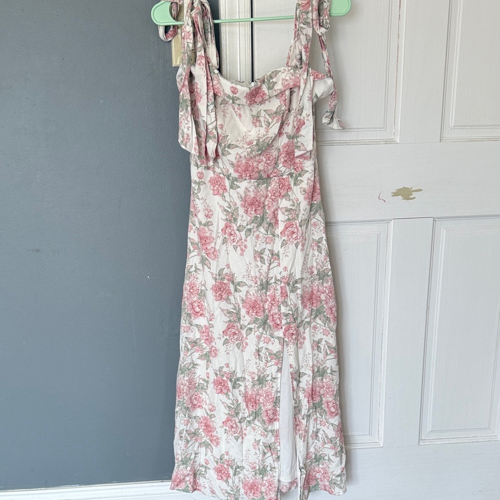 Trixxi White Maxi Dress with Pink Floral Print